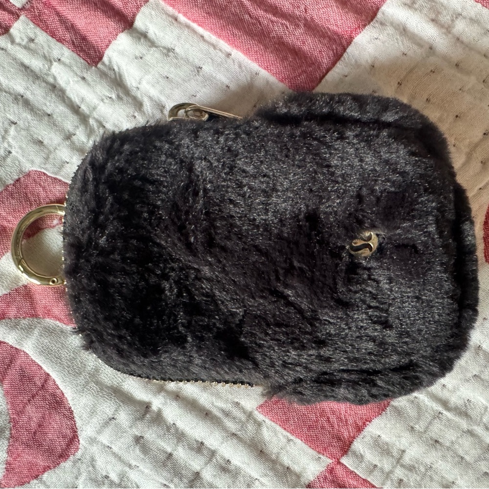 Lululemon Clippable Nano Mini Small Pouch in Black Plus Fleece Gold Hardware